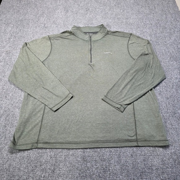 Orvis Men's XXL Green Quarter Zip Pullover Long Sleeve Performance Shirt - Picture 2 of 8